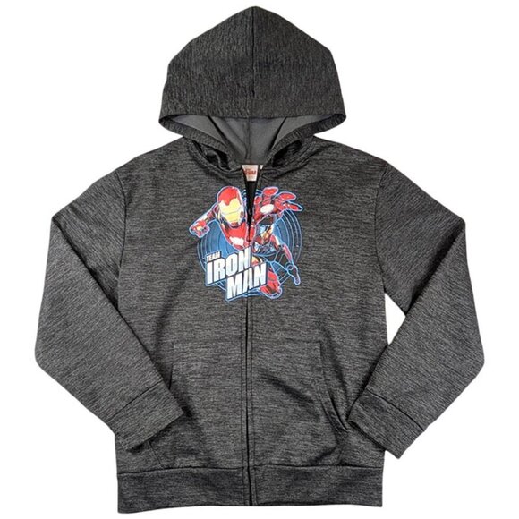 Marvel Iron Man Full Zip Hoodie Youth XL Gray Captain America Civil War Graphic - Picture 1 of 11